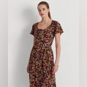 Lauren Women's Ralph Lauren Floral Crepe Flutter-Sleeve Dress